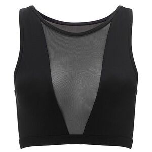 Varley Terri Black Mesh Crop Top